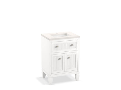 KOHLER K-33535-ASB-0 Hearthaven 24" bathroom vanity cabinet with sink and quartz top - White