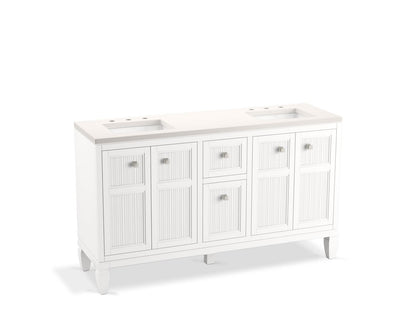 KOHLER K-33539-ASB-1WX Hearthaven 60" bathroom vanity cabinet with sinks and quartz top - Slate Grey