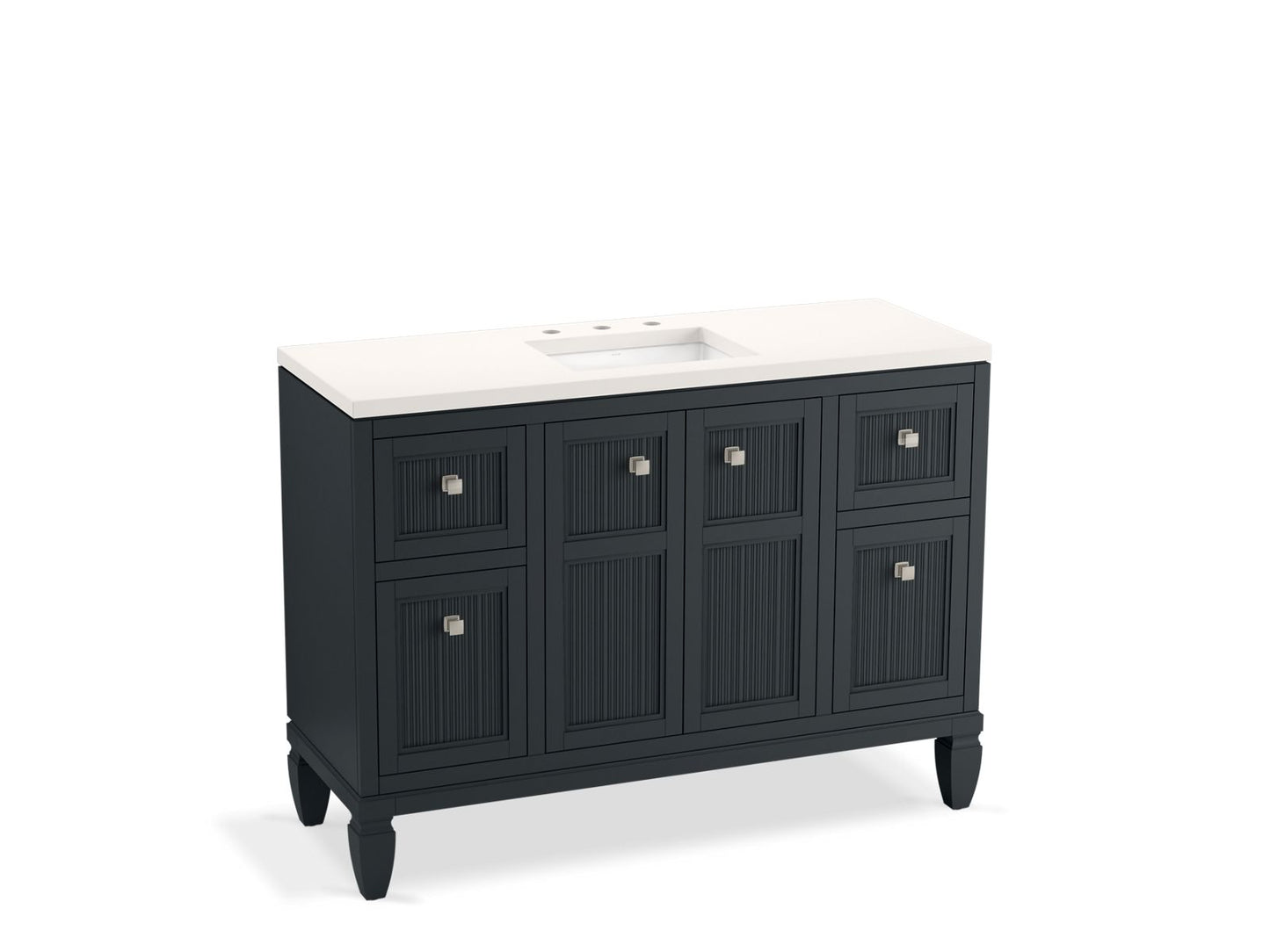 KOHLER K-33538-ASB-1WX Hearthaven 48" Bathroom Vanity Cabinet With Sink And Quartz Top In Slate Grey