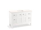 KOHLER K-33538-ASB-0 Hearthaven 48" Bathroom Vanity Cabinet With Sink And Quartz Top - White