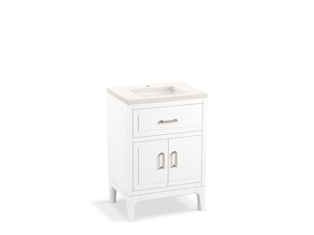 KOHLER K-33551-ASB-0 Seer 24" Bathroom Vanity Cabinet With Sink And Quartz Top - White