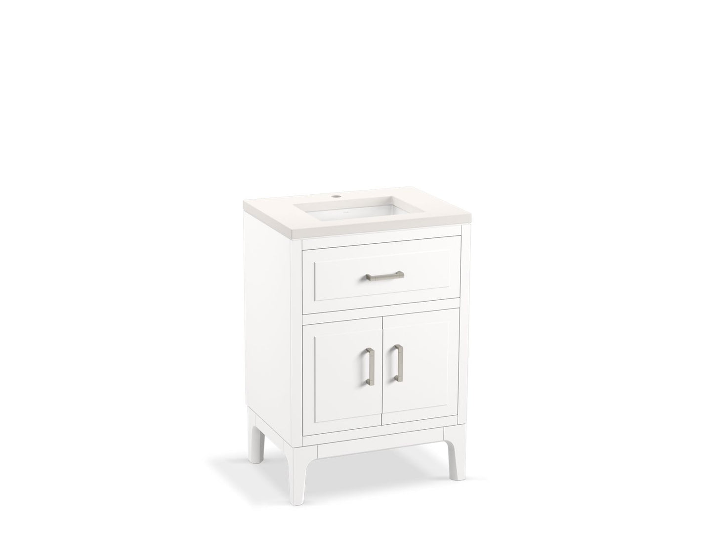 KOHLER K-33551-ASB-1WT Seer 24" bathroom vanity cabinet with sink and quartz top - Mohair Grey