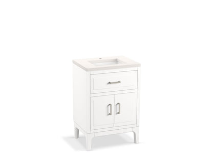 KOHLER K-33551-ASB-1WT Seer 24" bathroom vanity cabinet with sink and quartz top - Mohair Grey