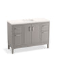 KOHLER K-33554-ASB-1WT Seer 48" Bathroom Vanity Cabinet With Sink And Quartz Top In Mohair Grey