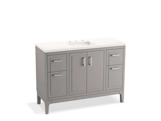 KOHLER K-33554-ASB-1WT Seer 48" Bathroom Vanity Cabinet With Sink And Quartz Top In Mohair Grey