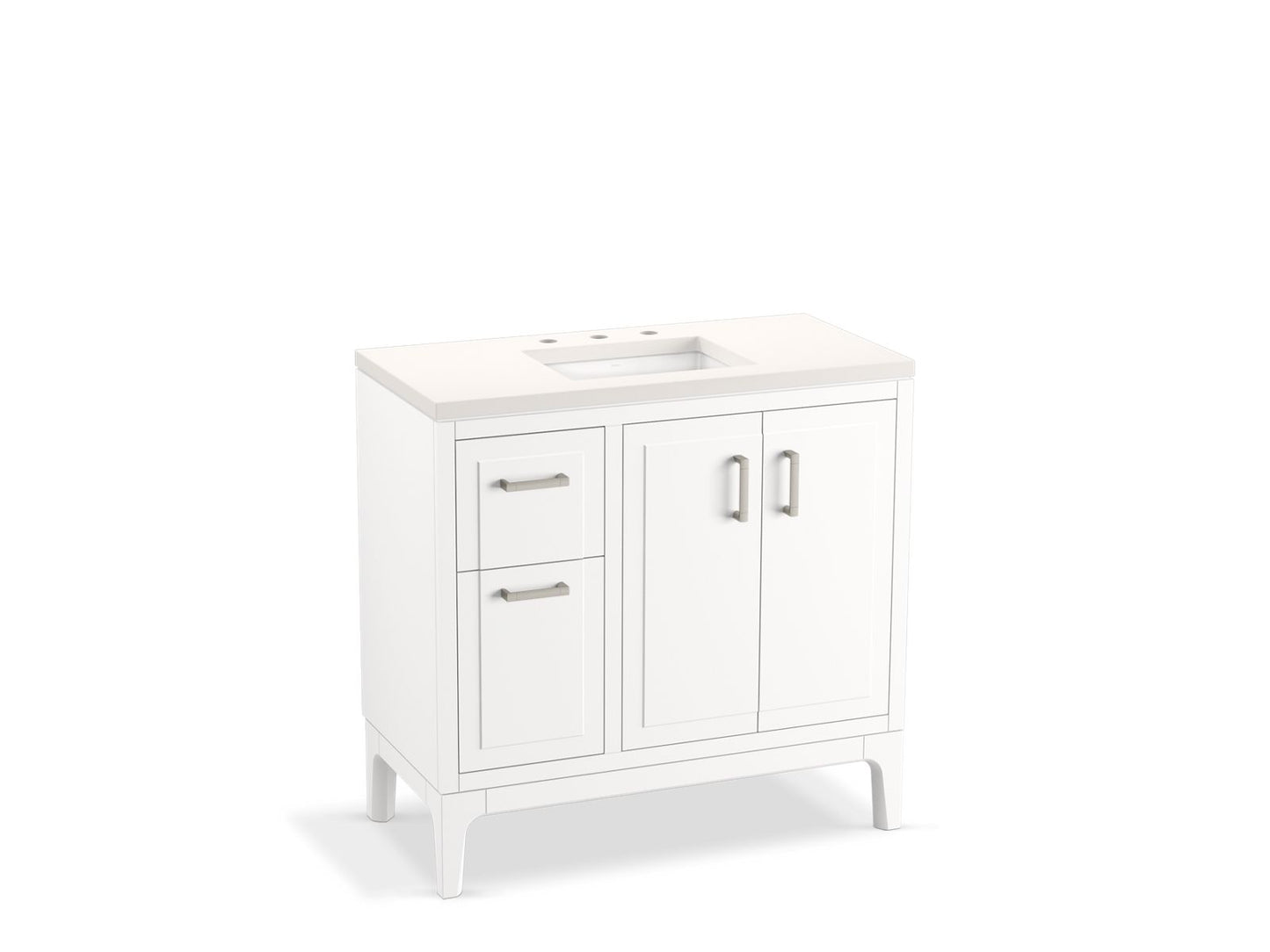 KOHLER K-33553-ASB-0 Seer 36" bathroom vanity cabinet with sink and quartz top - White