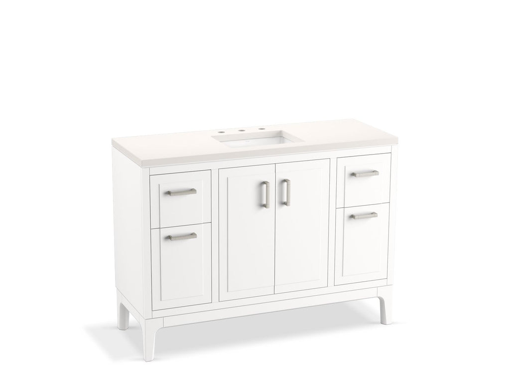 KOHLER K-33554-ASB-1WT Seer 48" Bathroom Vanity Cabinet With Sink And Quartz Top - Mohair Grey