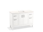 KOHLER K-33554-ASB-1WT Seer 48" Bathroom Vanity Cabinet With Sink And Quartz Top - Mohair Grey