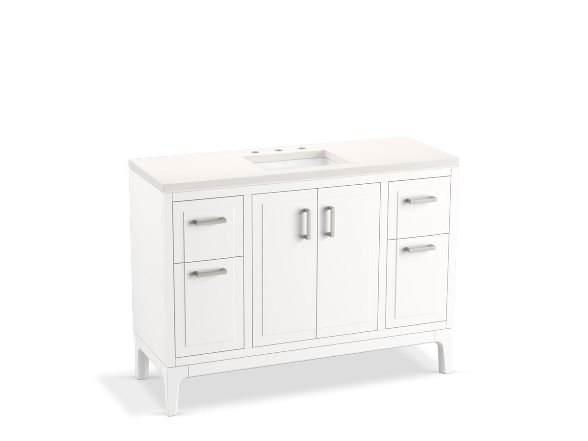 KOHLER K-33554-ASB-1WT Seer 48" Bathroom Vanity Cabinet With Sink And Quartz Top - Mohair Grey