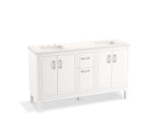 KOHLER K-33555-ASB-0 Seer 60" Bathroom Vanity Cabinet With Sinks And Quartz Top - White