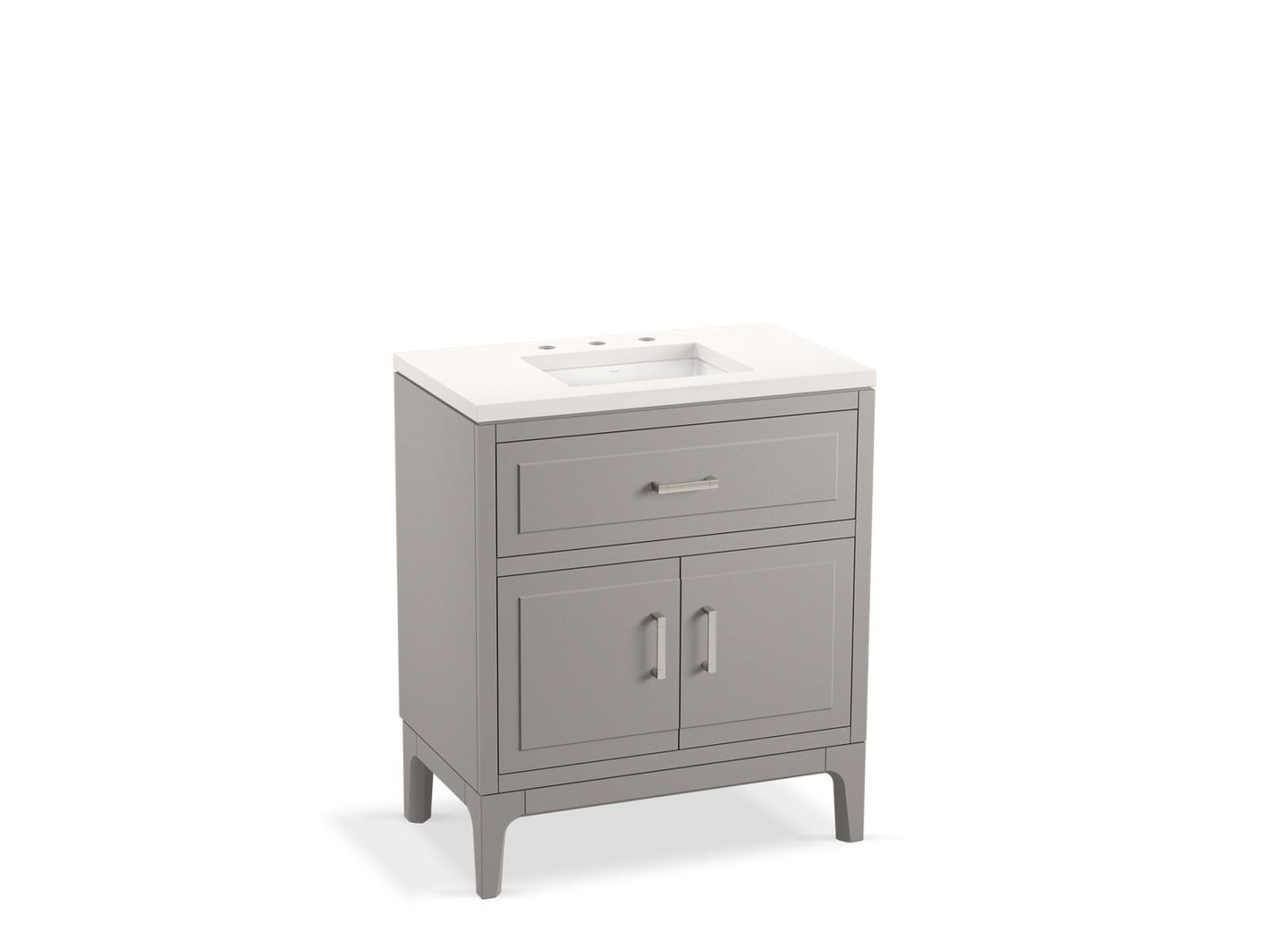 KOHLER K-33552-ASB-1WT Seer 30" Bathroom Vanity Cabinet With Sink And Quartz Top In Mohair Grey