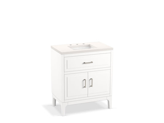 KOHLER K-33552-ASB-0 Seer 30" Bathroom Vanity Cabinet With Sink And Quartz Top In White