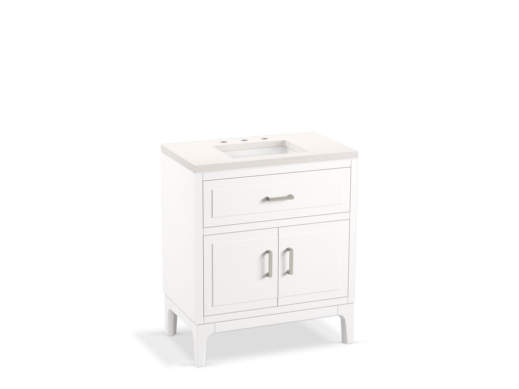 KOHLER K-33552-ASB-1WT Seer 30" Bathroom Vanity Cabinet With Sink And Quartz Top - Mohair Grey