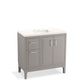 KOHLER K-33553-ASB-1WT Seer 36" Bathroom Vanity Cabinet With Sink And Quartz Top In Mohair Grey