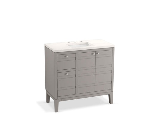 KOHLER K-33526-ASB-1WT Helst 36" Bathroom Vanity Cabinet With Sink And Quartz Top In Mohair Grey