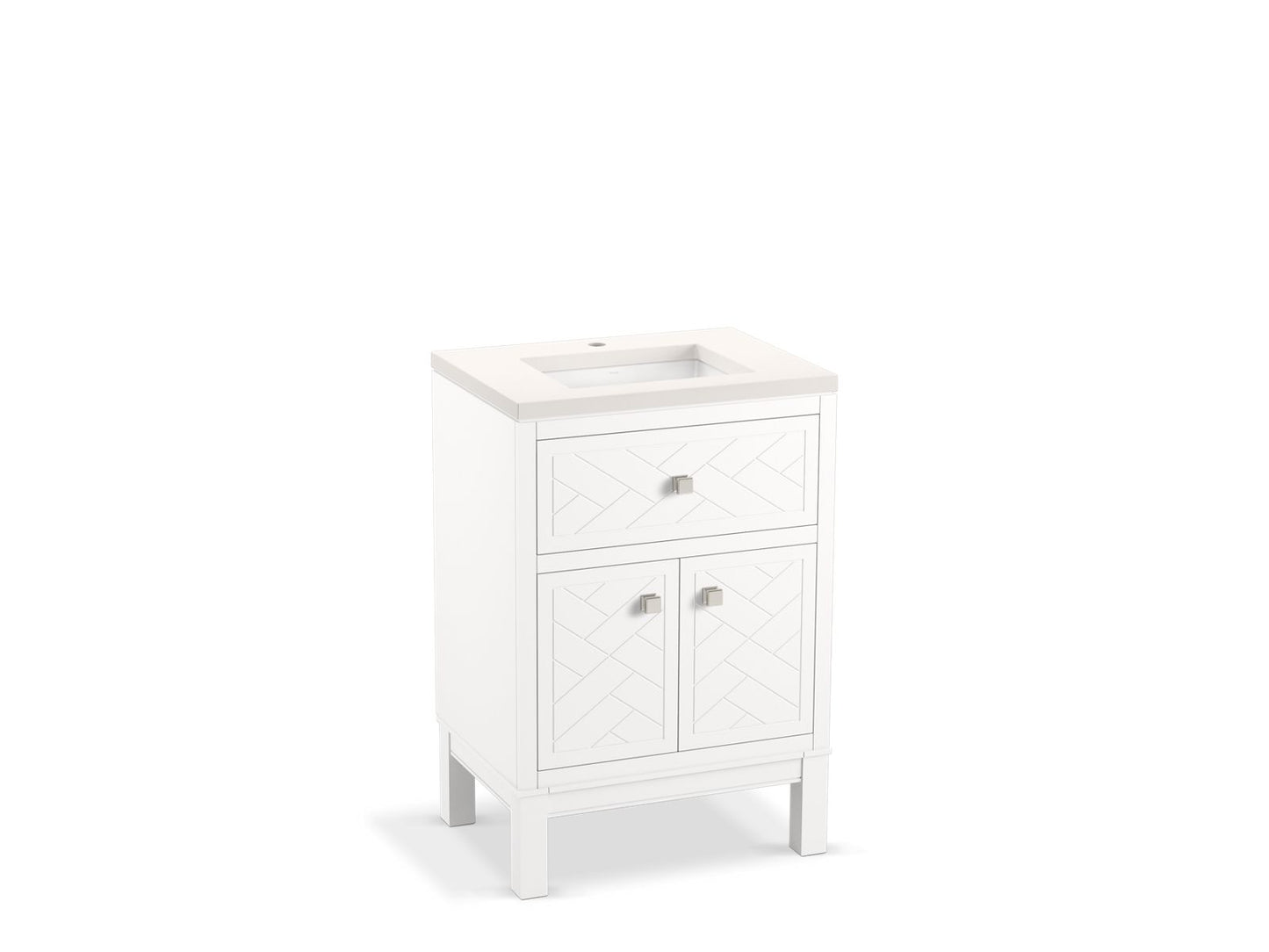 KOHLER K-33530-ASB-0 Beauxline 24" Bathroom Vanity Cabinet With Sink And Quartz Top In White