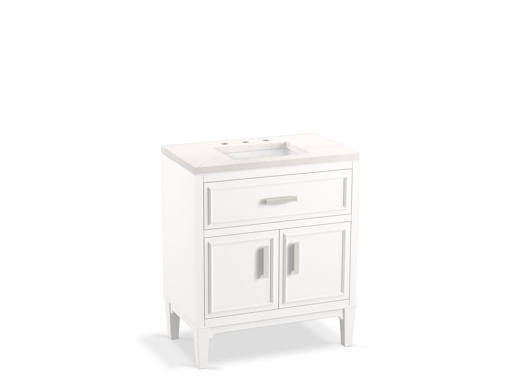 KOHLER K-33544-ASB-0 Southerk 30" Bathroom Vanity Cabinet With Sink And Quartz Top - White
