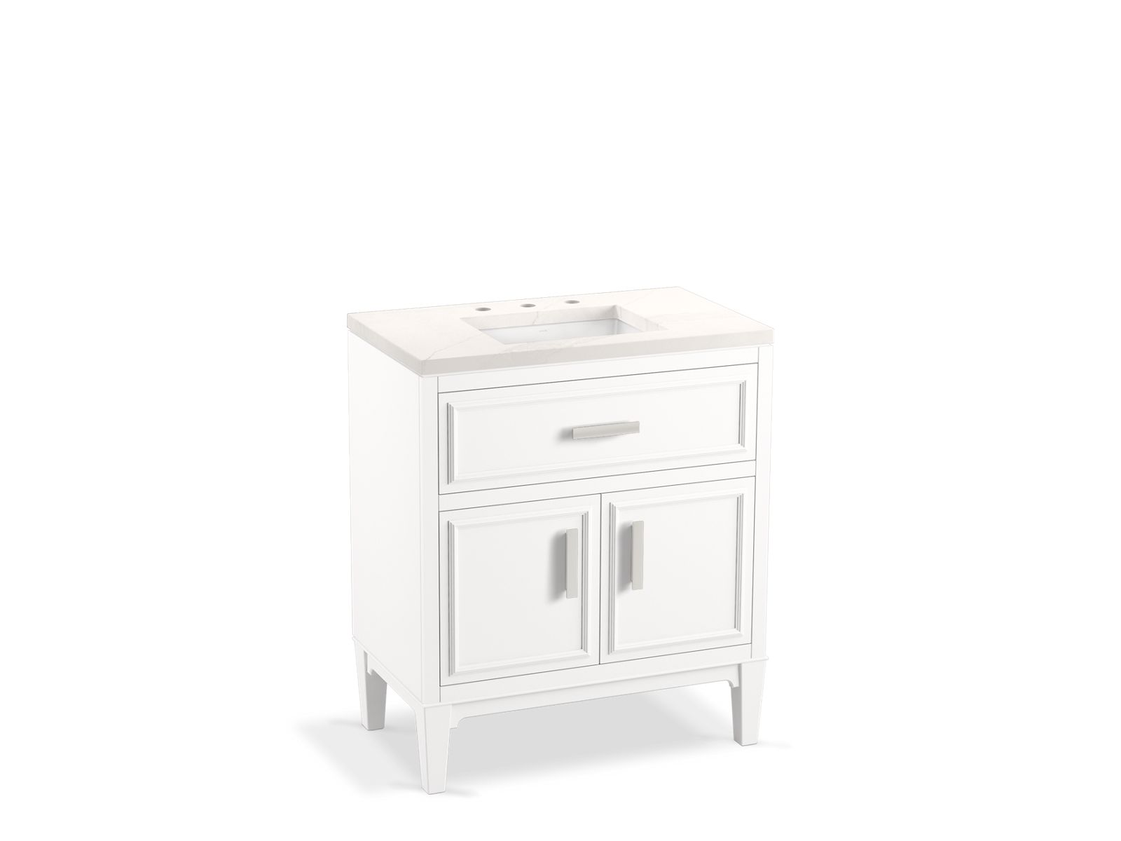 KOHLER K-33544-ASB-0 Southerk 30" Bathroom Vanity Cabinet With Sink And Quartz Top - White