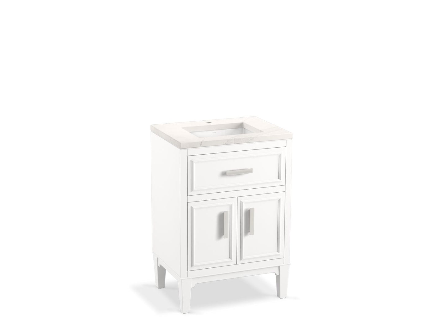 KOHLER K-33543-ASB-0 Southerk 24" bathroom vanity cabinet with sink and quartz top - White