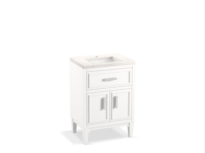 KOHLER K-33543-ASB-0 Southerk 24" bathroom vanity cabinet with sink and quartz top - White