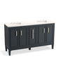 KOHLER K-33547-ASB-1WX Southerk 60" Bathroom Vanity Cabinet With Sinks And Quartz Top In Slate Grey