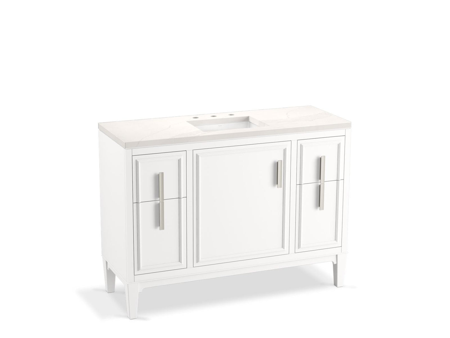 KOHLER K-33546-ASB-0 Southerk 48" bathroom vanity cabinet with sink and quartz top - White