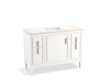 KOHLER K-33546-ASB-0 Southerk 48" bathroom vanity cabinet with sink and quartz top - White
