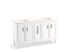 KOHLER K-33547-ASB-0 Southerk 60" Bathroom Vanity Cabinet With Sinks And Quartz Top - White