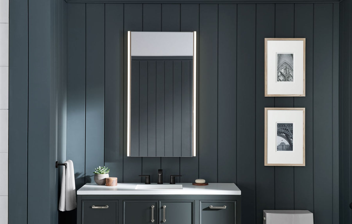 KOHLER K-81148-SLE-DA1 Maxstow 22" X 40" Lighted Medicine Cabinet - Dark Anodized Aluminum