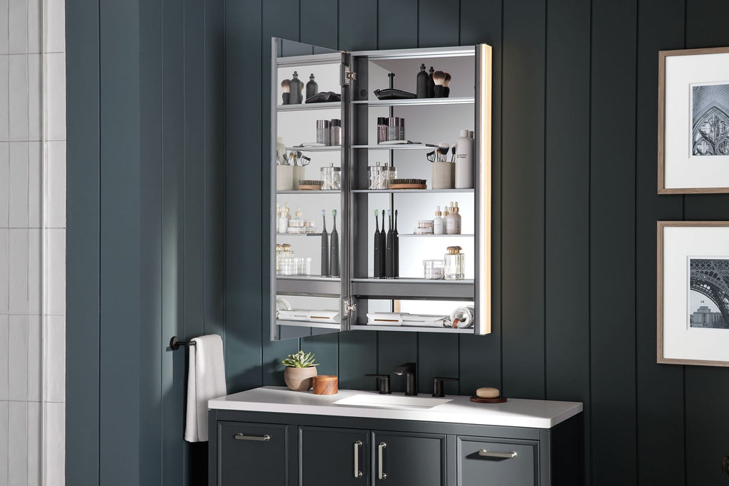 KOHLER K-81148-SLE-DA1 Maxstow 22" X 40" Lighted Medicine Cabinet - Dark Anodized Aluminum