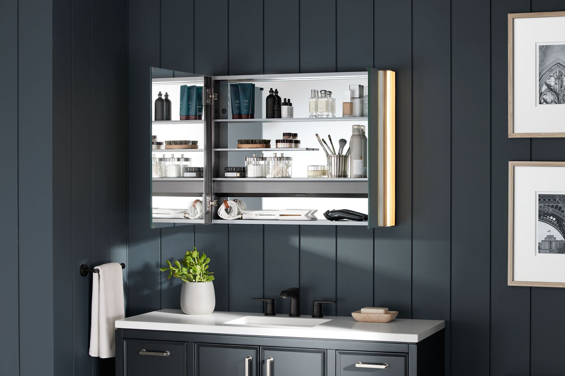 KOHLER K-81146-SLE-DA1 Maxstow 32" X 24" Lighted Medicine Cabinet - Dark Anodized Aluminum