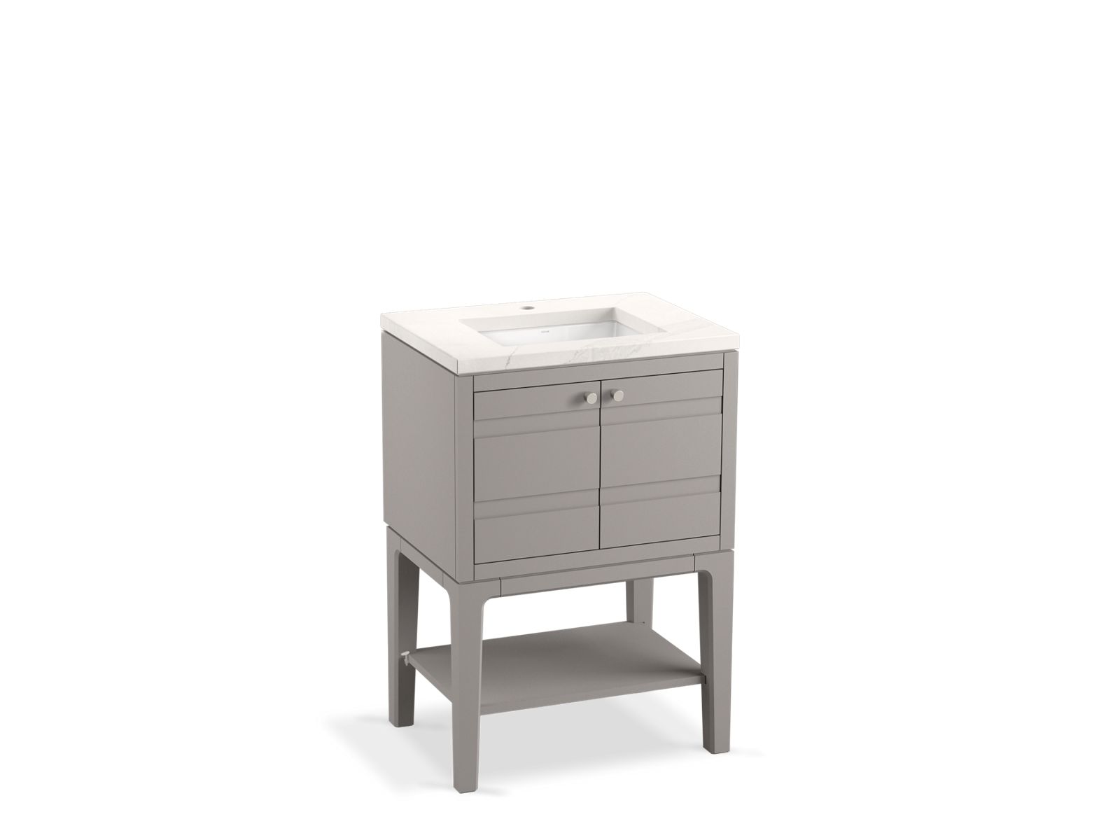 KOHLER K-33523-ASB-1WT Helst 24" Bathroom Vanity Cabinet With Sink And Quartz Top In Mohair Grey