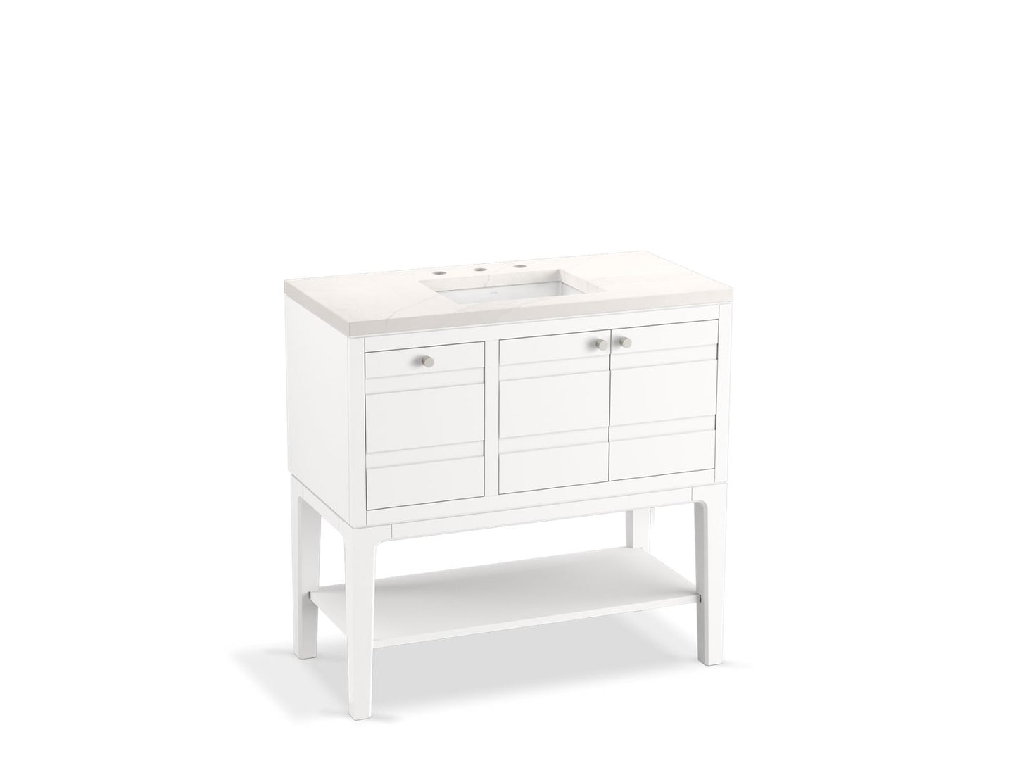 KOHLER K-33524-ASB-0 Helst 36" Bathroom Vanity Cabinet With Sink And Quartz Top In White