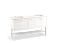 KOHLER K-33525-ASB-0 Helst 60" Bathroom Vanity Cabinet With Sinks And Quartz Top In White