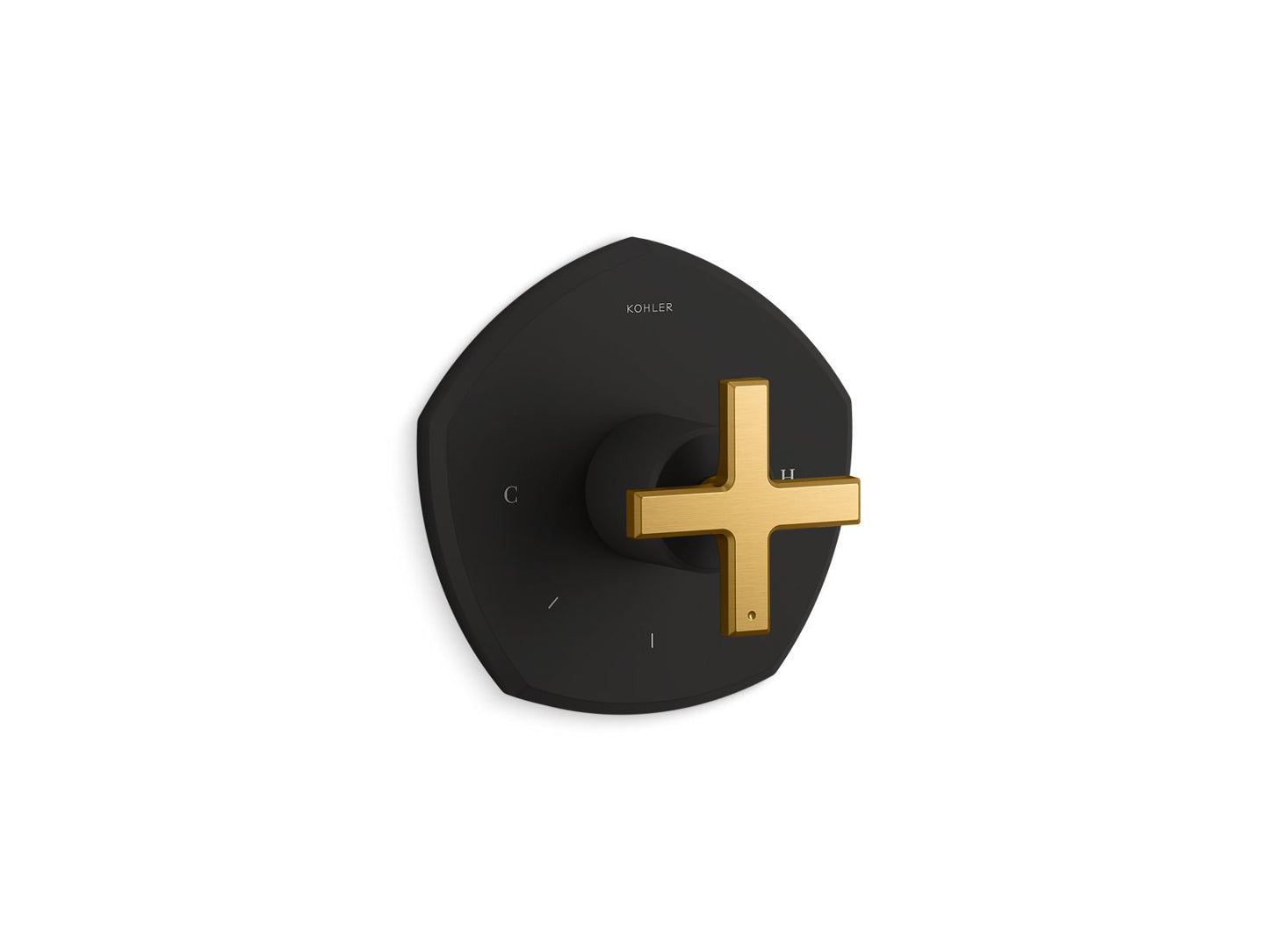 KOHLER K-T27040-3-BMB Occasion Mastershower Temperature Control Valve Trim With Cross Handle In Matte Black with Moderne Brass