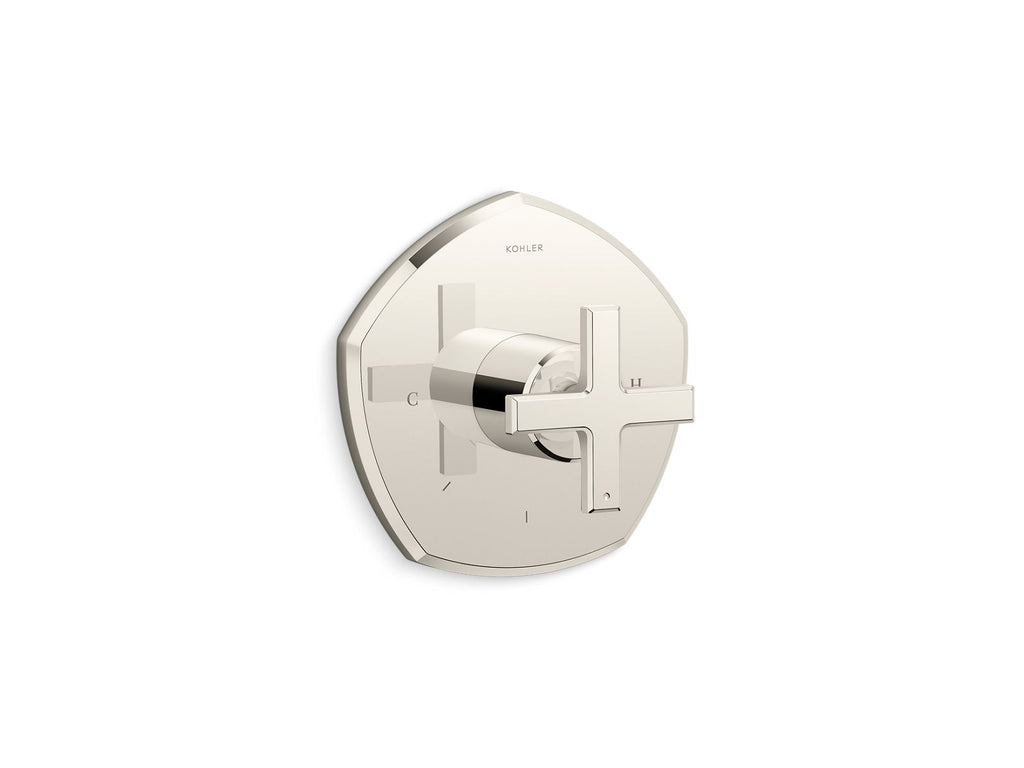 KOHLER K-T27040-3-SN Occasion Mastershower Temperature Control Valve Trim With Cross Handle - Vibrant Polished Nickel