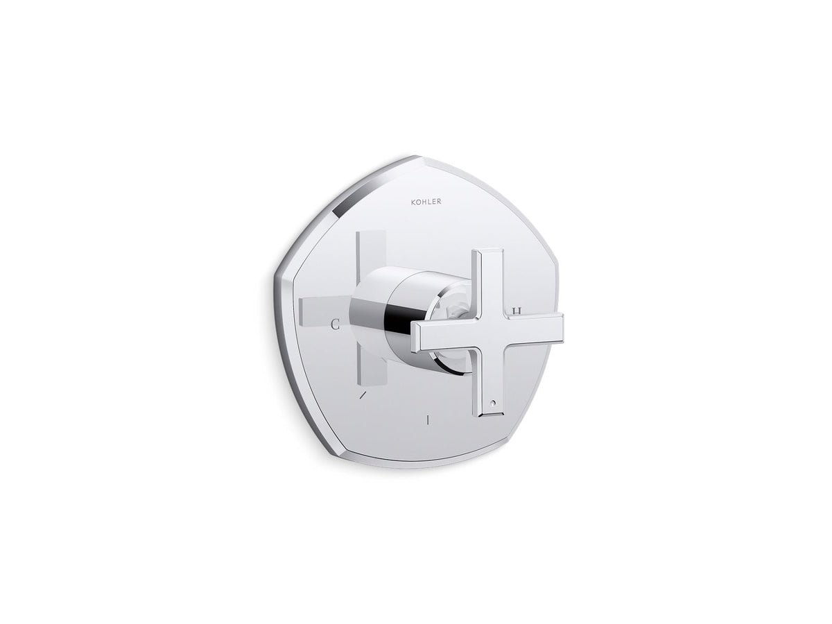 KOHLER K-T27040-3-CP Occasion Mastershower Temperature Control Valve Trim With Cross Handle - Polished Chrome