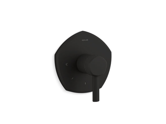 KOHLER K-T27040-4-BL Occasion MasterShower temperature control valve trim with lever handle - Matte Black