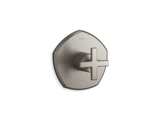 KOHLER K-T27040-3-BN Occasion Mastershower Temperature Control Valve Trim With Cross Handle In Vibrant Brushed Nickel