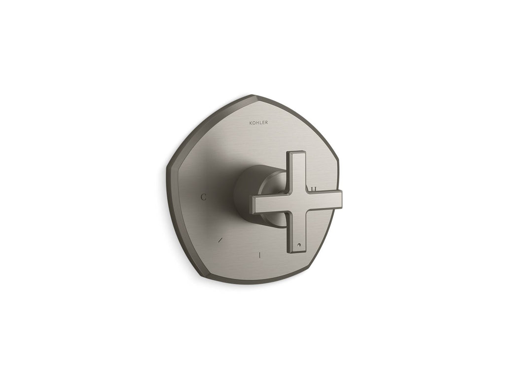 KOHLER K-T27040-3-BN Occasion Mastershower Temperature Control Valve Trim With Cross Handle - Vibrant Brushed Nickel