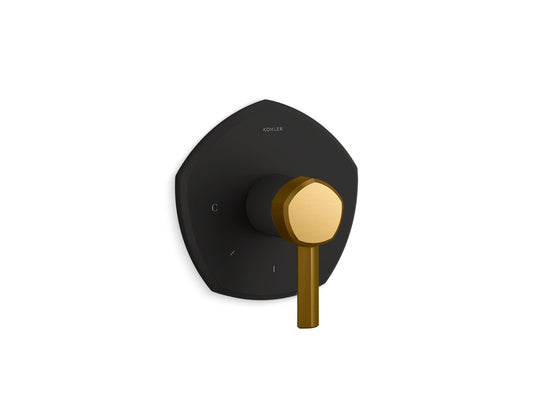 KOHLER K-T27040-4-BMB Occasion Mastershower Temperature Control Valve Trim With Lever Handle In Matte Black with Moderne Brass