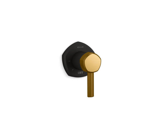 KOHLER K-T27041-4-BMB Occasion Mastershower Volume Control Valve Trim With Lever Handle In Matte Black with Moderne Brass