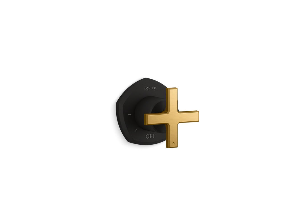 KOHLER K-T27041-3-BMB Occasion Mastershower Volume Control Valve Trim With Cross Handle - Matte Black With Brushed Moderne Brass