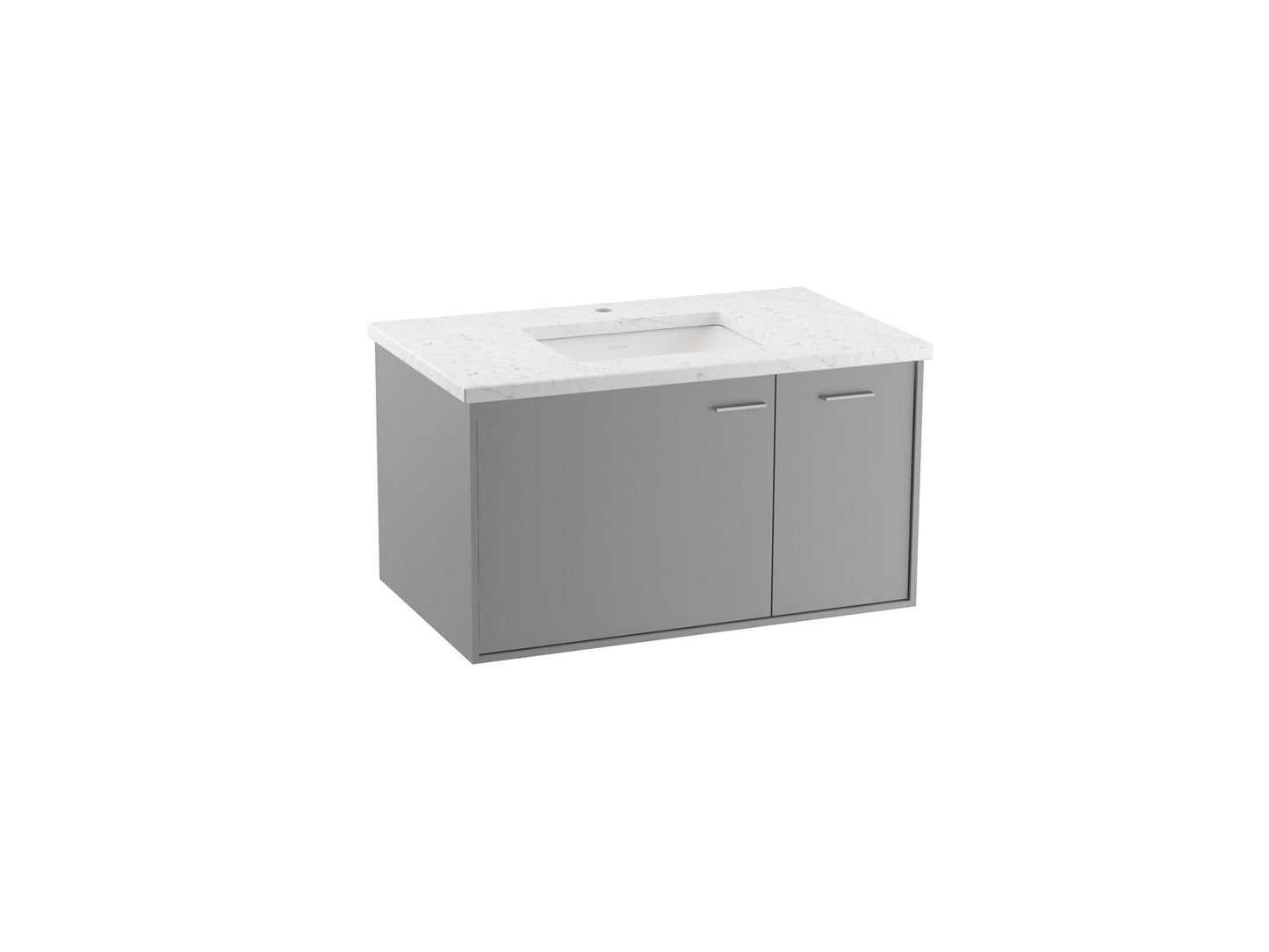 KOHLER K-CM99543-BD1-1WT Jute 36" Wall-Hung Bathroom Vanity Cabinet With Sink And Quartz Top In Mohair Grey