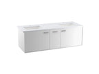 KOHLER K-CM99548-BD1-1WA Jute 60" Wall-Hung Bathroom Vanity Cabinet With Sinks And Quartz Top - Linen White