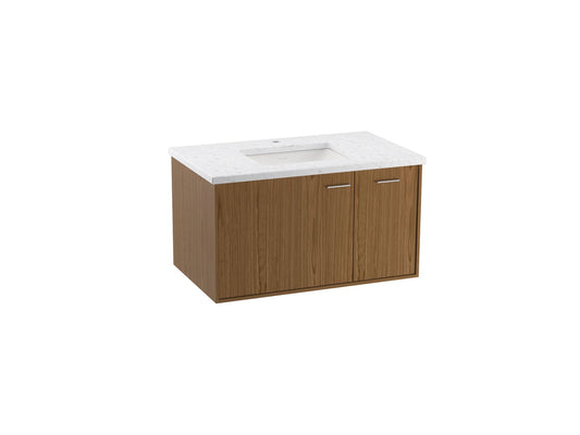 KOHLER K-99543-R-1WM Jute 36" Wall-Hung Bathroom Vanity Cabinet In Walnut Flax