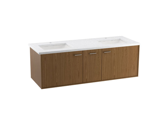 KOHLER K-99548-1WM Jute 60" Wall-Hung Bathroom Vanity Cabinet In Walnut Flax