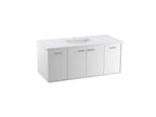 KOHLER K-CM99544-BD1-1WM Jute 48" Wall-Hung Bathroom Vanity Cabinet With Sink And Quartz Top - Walnut Flax