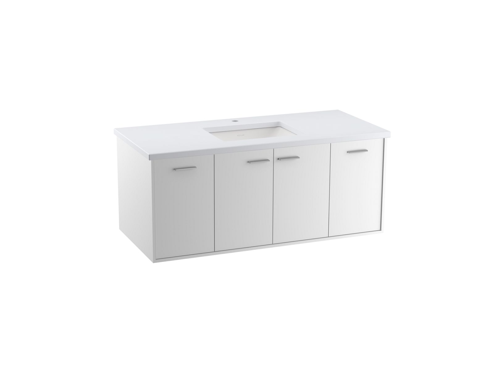 KOHLER K-CM99544-BD1-1WM Jute 48" Wall-Hung Bathroom Vanity Cabinet With Sink And Quartz Top - Walnut Flax