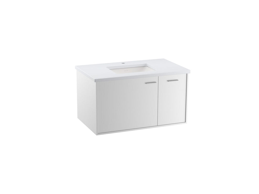 KOHLER K-CM99543-BD1-1WA Jute 36" Wall-Hung Bathroom Vanity Cabinet With Sink And Quartz Top - Linen White
